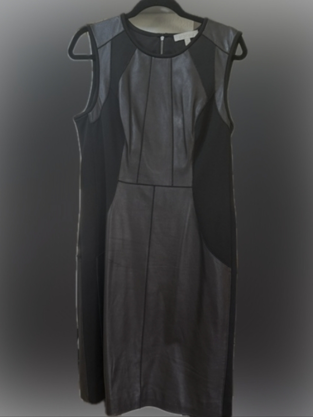 ETCETERA STRETCH REAL LEATHER PANELED & SCUBA FABRIC PENCIL SHEATH DRESS NWOT 6 - Picture 3 of 14